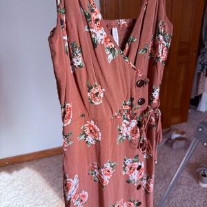 Xhilaration Dusty Rose Floral Wrap Mini Dress - Size Small